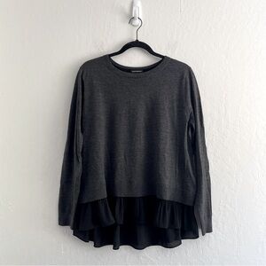 Club Monaco Wool Twofer Layered Pleated Sweater Gray Black Womens Size Large